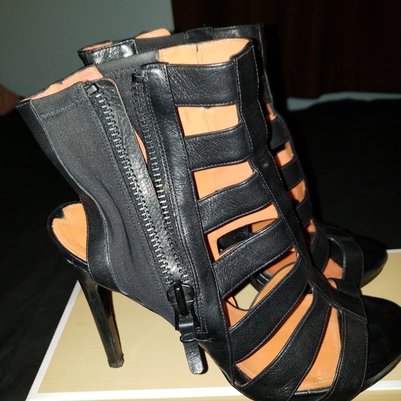 Black leather 4 inch gladiator heels - Picture 2 of 4